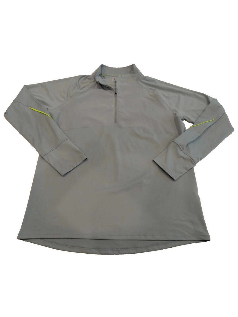 Under Armour 1/4 Zip Pullover Mens XL Gray Neon Green Run Shirt Fitted XL